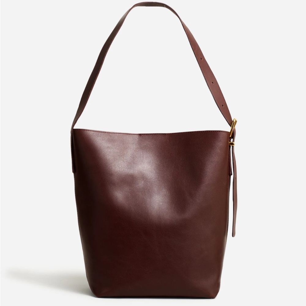 Madewell chocolate raisin brown leather essential bucket tote bag